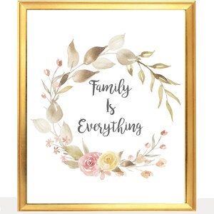 Family is Everything - Family Wreath, Family Sign, Family Plaque, Family Wall Art, Floral Family Sign, Family Love, Floral Home Decor Sign