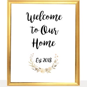 Welcome Print, Welcome Wreath, Printable Art, Home Decor, Hall Print, New Home Gift Idea, Floral Welcome Print, Welcome Plaque, Welcome Sign