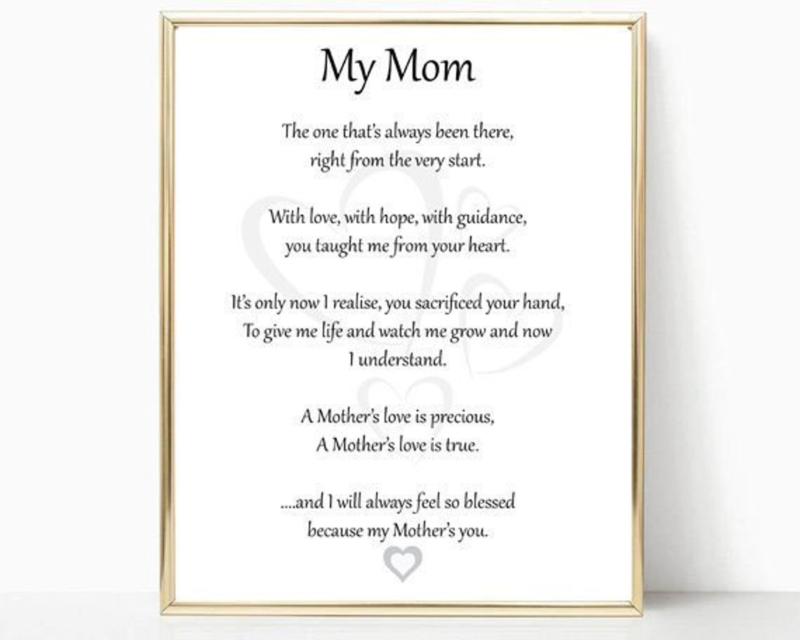 Mom Poem, Mom Gift,mothers Day Gift, Mom Print, Mother Poem, Mother