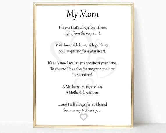 Mom Happy Mothers Day: Gift For Mom Poem For Mothers Day Notebook