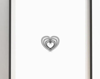 Black Heart Abstract Print - Modern Art, Heart Printable, Minimal Print, Abstract Art, Black and White Art, Love Heart, Wedding Printable