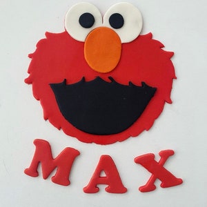 Edible sugar Elmo personalised cake topper & name set for birthday cake handmade