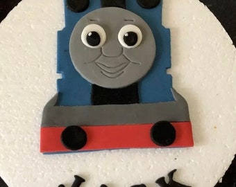 Edible sugar Thomas the Tank Engine  personalised cake topper & name set for birthday cake handmade