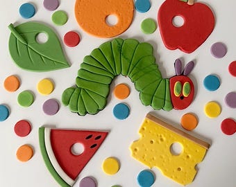 Very hungry caterpillar edible cake topper decorating set world book day baby shower birthday fondant
