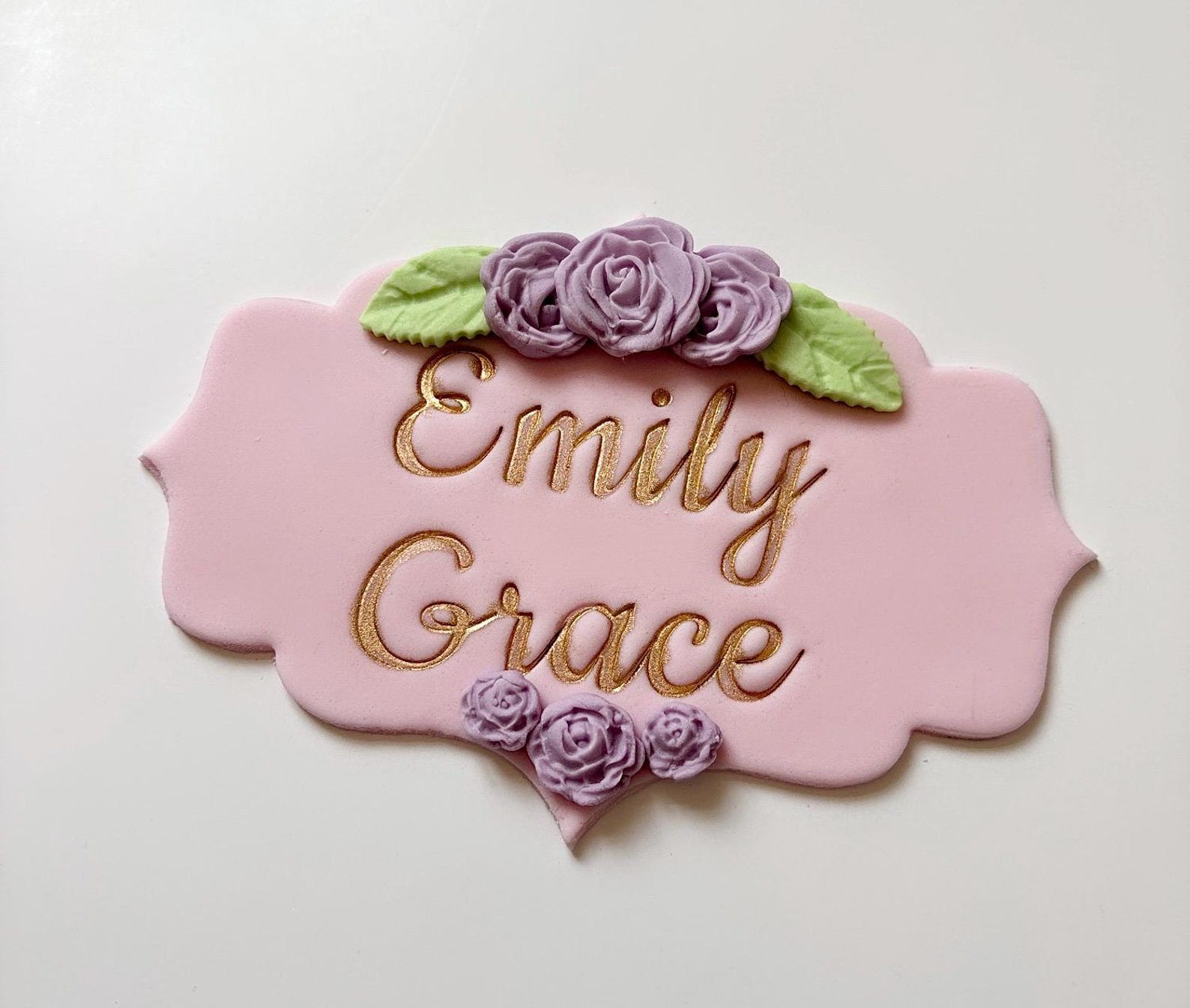 Embossed Name Plaque Edible Fondant Cake Topper Decorating Girls ...