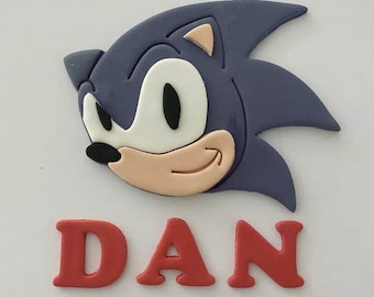 Edible sugar Sonic the Hedgehog personalised cake topper & name set for birthday cake handmade