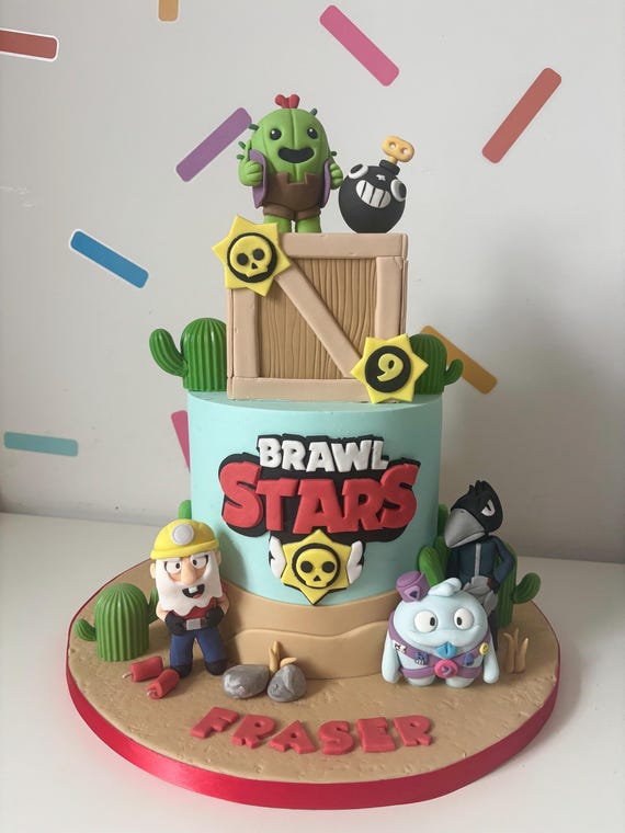 Edible Brawl Stars Logo Edible Fondant Birthday Cake Topper