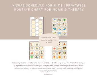 Therapie Visueller Stundenplan | Druckbare tägliche Routine-Diagramm für Kinder | Autismus & ADHS Unterstützung