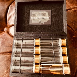 Set of 8 Shell Flasks with Case