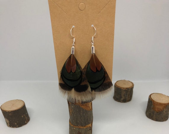 Layered Turkey Feather Earrings - FREE SHIPPING