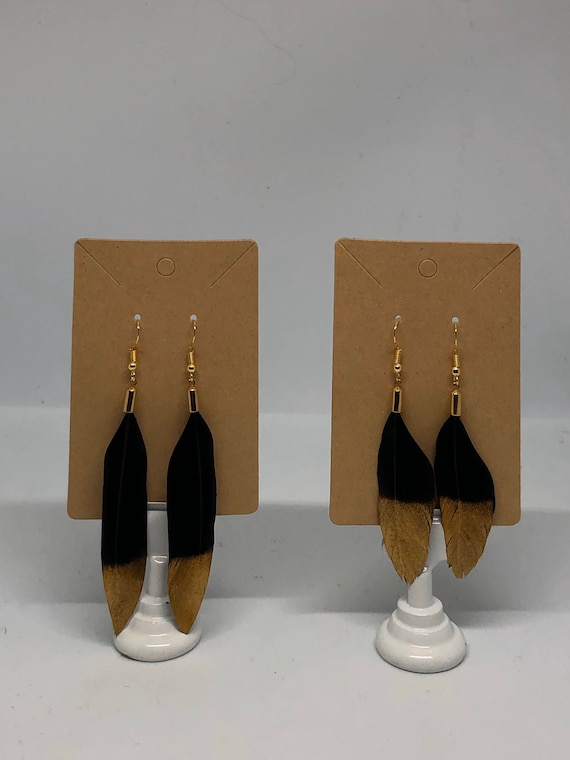 Gold Dipped Feather Earrings