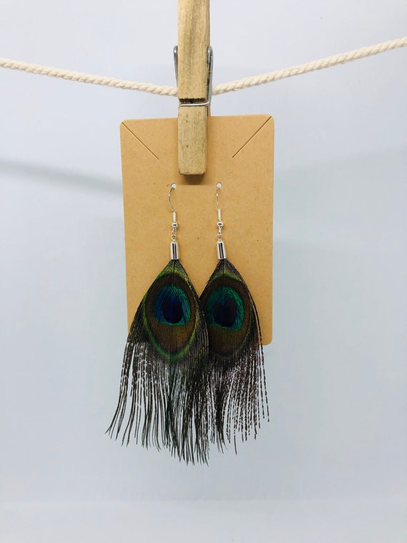 Medium Peacock Feather Earrings