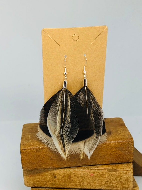Turkey and Pheasant Feather Earrings