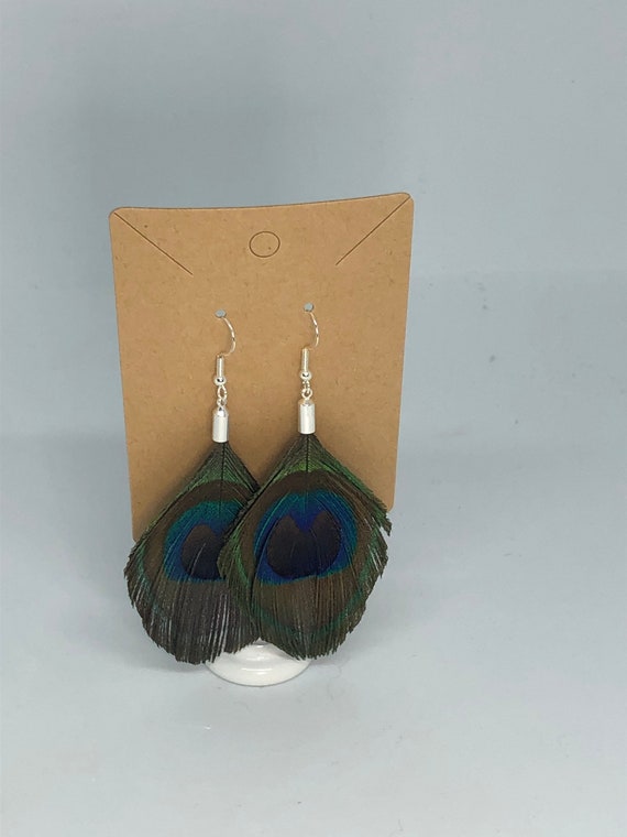 Trimmed, Peacock Feather Earrings