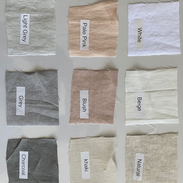 100% French Linen Swatches Pack, Linen Fabric Cuttings 3x3 inches Various Colors Included Free Shipping