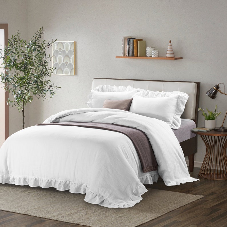 Linen Blend Duvet Cover & Matching Pillow Shams Set 3 Pcs Etsy