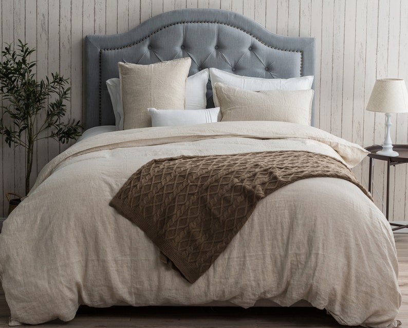 Linen Duvet Cover Set Queen King Euro Shams Stone Washed Image 0