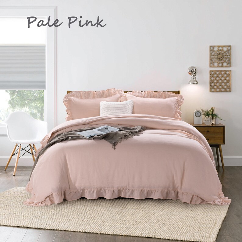 LINEN DUVET Cover 3 Pcs SetRuffled linen Style Queen/King Etsy