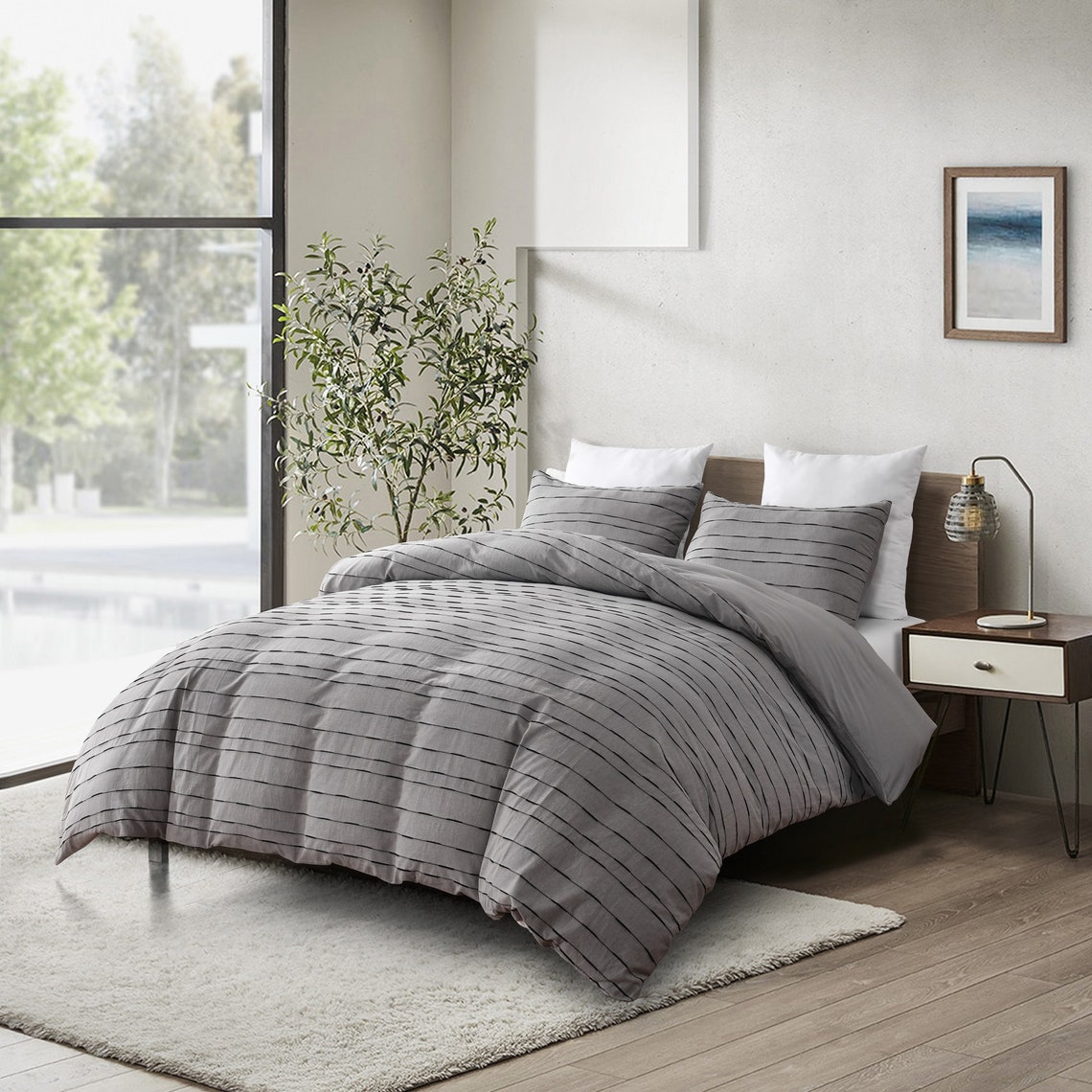 Cotton Textured Duvet Cover Set Queen/king Washed Cotton Etsy