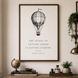 Mark Twain-citattryck, vintage ballongmotiverande affisch (digital nedladdning)