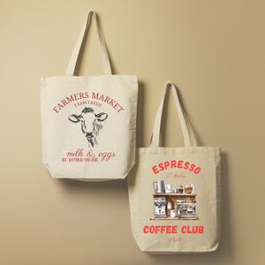 Sublimation Tote Bag Designs – Farmers Market, Retro Coffee (PDF file) image 5