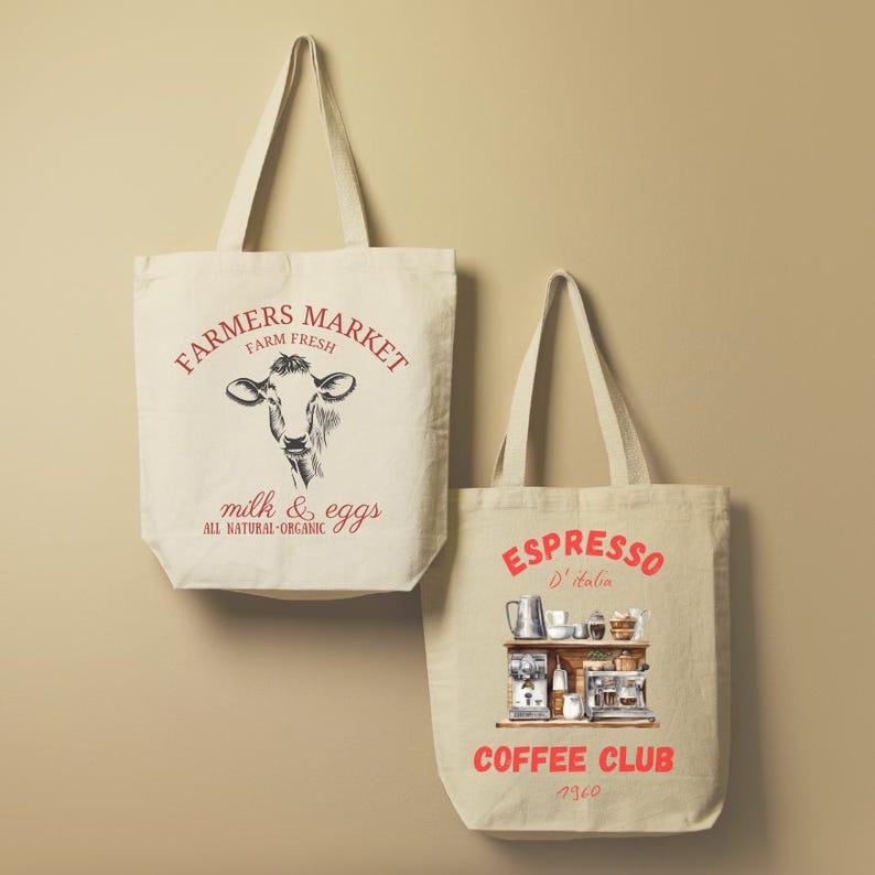 Sublimation Tote Bag Designs – Farmers Market, Retro Coffee (PDF file) image 5