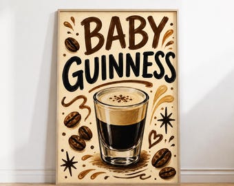 Baby Guinness Cocktail Art Print | Espresso Shot Poster (Digital Download)