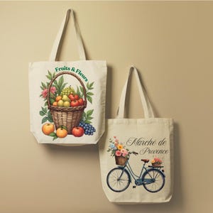 French Quote tote bag design showcasing elegant French typography with floral accents.