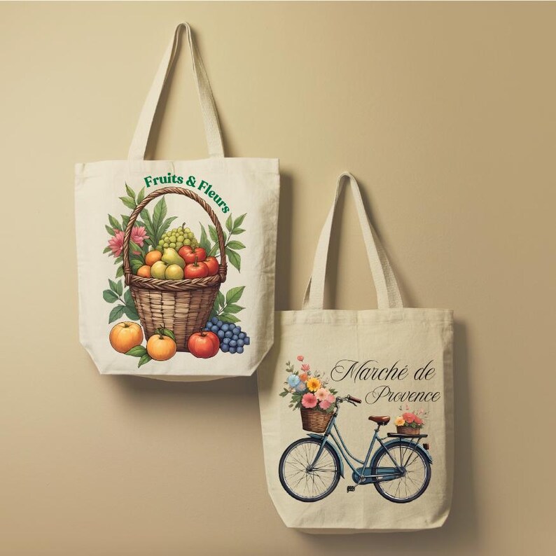French Quote tote bag design showcasing elegant French typography with floral accents.