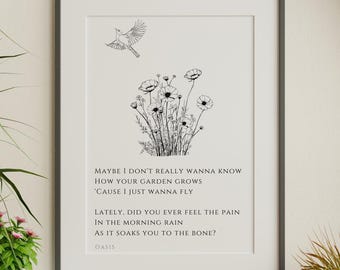 Live Forever - Oasis Inspired Digital Wall Art Print - PNG, JPEG, PDF Files