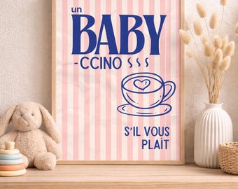 Babyccino Print | Kids Coffee Cup Art, Nursery Playroom Decor (Digital Download)