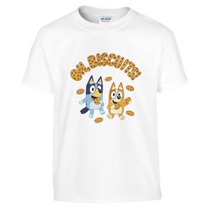 Kinder T-Shirt mit 'Oh Biscuits' Design - Bluey inspirierte T-Shirts - lustige Kinderbekleidung