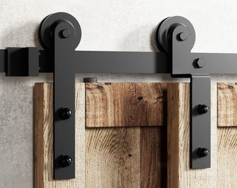 Single Track Bypass Sliding Barn Door Hardware Kit Interior Etsy