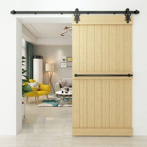 Homacer Black Rustic Non-Bypass Sliding Barn Door Hardware Kit Imperial Design Roller image 2