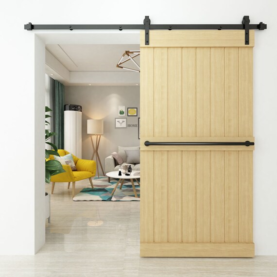 Single Door Classic Design Sliding Barn Door Hardware Kit 5ft 16ft Great For Indoor And Outdoor Use Quiet Rolling And Easy To Install