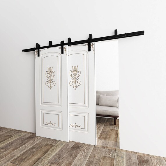 5 16ft Bypass Doors Sliding Barn Door Hardware Kit Classic Design New Style Bracket Perfect For Garage Closet Interior And Exterior Use
