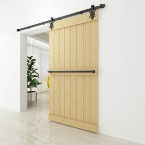 Homacer Black Rustic Non-Bypass Sliding Barn Door Hardware Kit Imperial Design Roller image 3