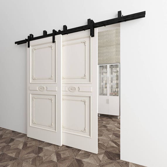 5 16ft Bypass Doors Sliding Barn Door Hardware Kit Straight Design New Style Bracket Perfect For Garage Closet Interior And Exterior Use