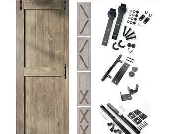 84" Height Finished & Unassembled Single Barn Door with Non-Bypass Installation Hardware Kit (5-in-1 Design)