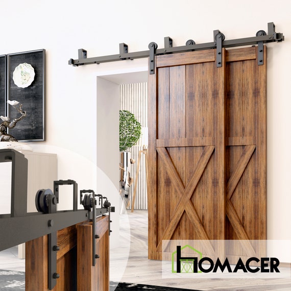 Homacer Black Rustic Double Track U Shape Bypass Sliding Barn Ireland Homacer Black Rustic Double Track U, Sliding Door Rail Kit Ireland