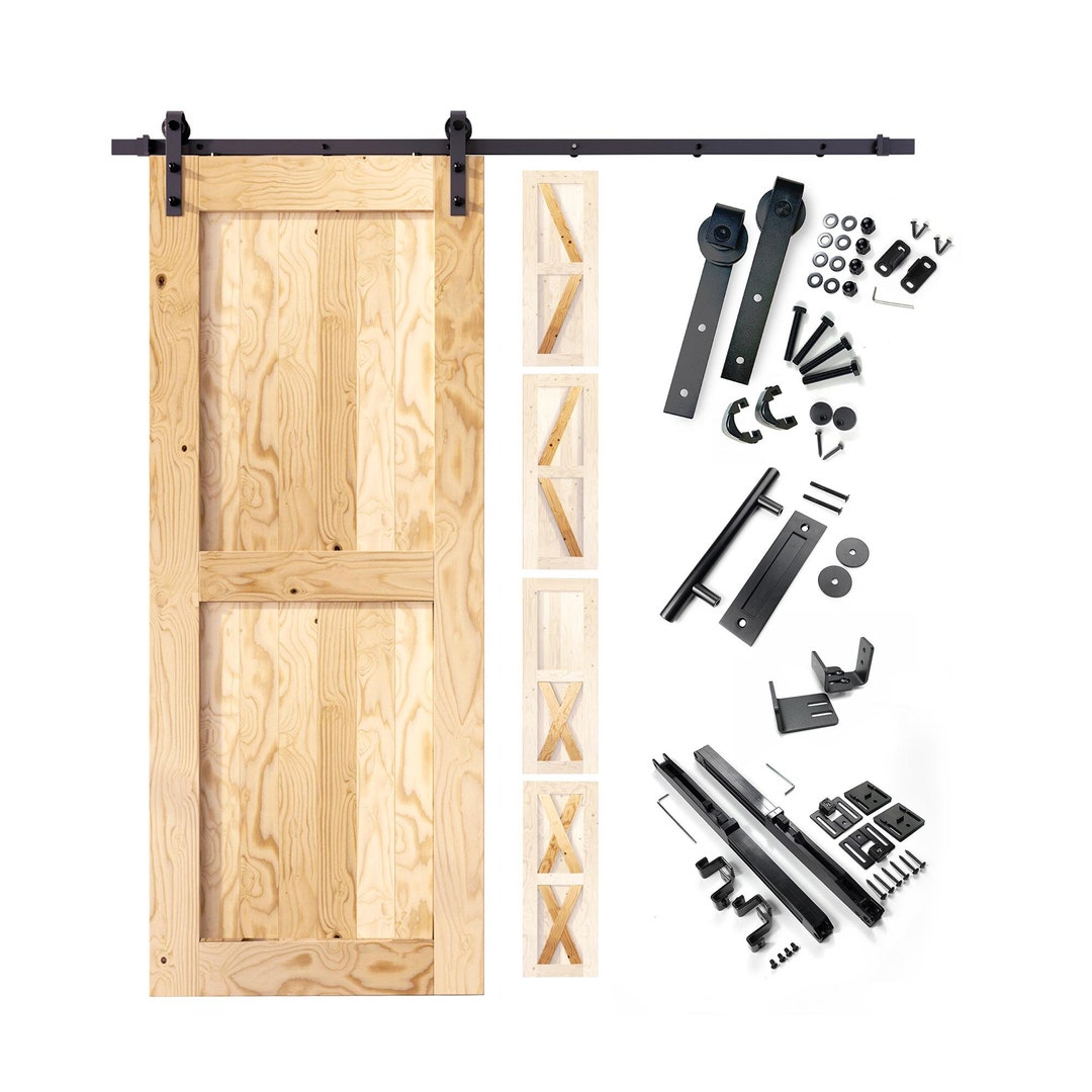 5-in-1 96in Single Frame Barn Door With Classic Design Installation ...