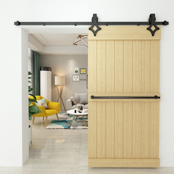 Single Door Diamond Design Sliding Barn Door Hardware Kit Etsy