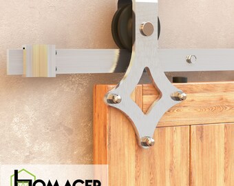 Homacer Brushed Nickel Non-Bypass Sliding Barn Door Hardware Kit - Diamond Design Roller