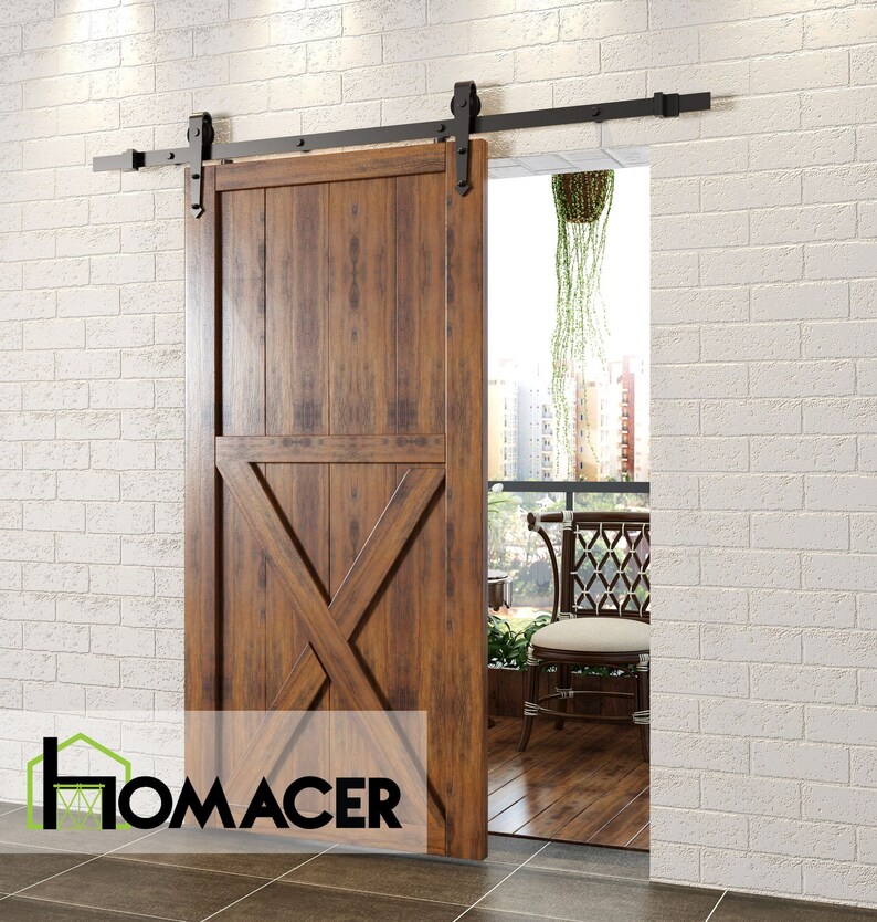Homacer Black Rustic NonBypass Sliding Barn Door Hardware Kit Etsy
