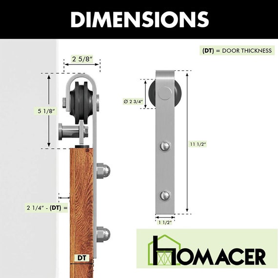 Kit de herrajes para puertas correderas de granero de níquel cepillado sin  derivación Homacer, para puertas dobles / dobles Rodillo de diseño clásico  -  México