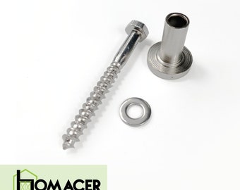 Homacer Mini Brushed Nickel Spacer, Washer and Lag Bolt Set