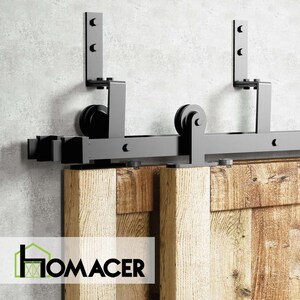 Homacer Black Rustic Double Track Z Shape Bypass Sliding DUAL WHEEL Bypass Brossé Acier inoxydable Haut monté Sliding