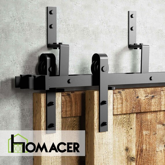 Homacer Black Rustic Double Track Z Shape Bypass Sliding DUAL WHEEL Bypass Brossé Acier inoxydable Haut monté Sliding