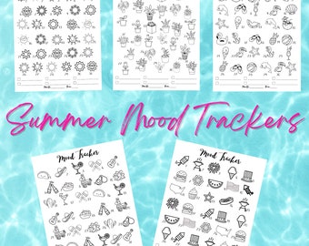 Summer Mood Tracker Bundle | Mood Tracker Journal | Mood Tracker Digital Download | Mood Tracker Printable | 8.5 x 11, A5, A4, HPC | PDF