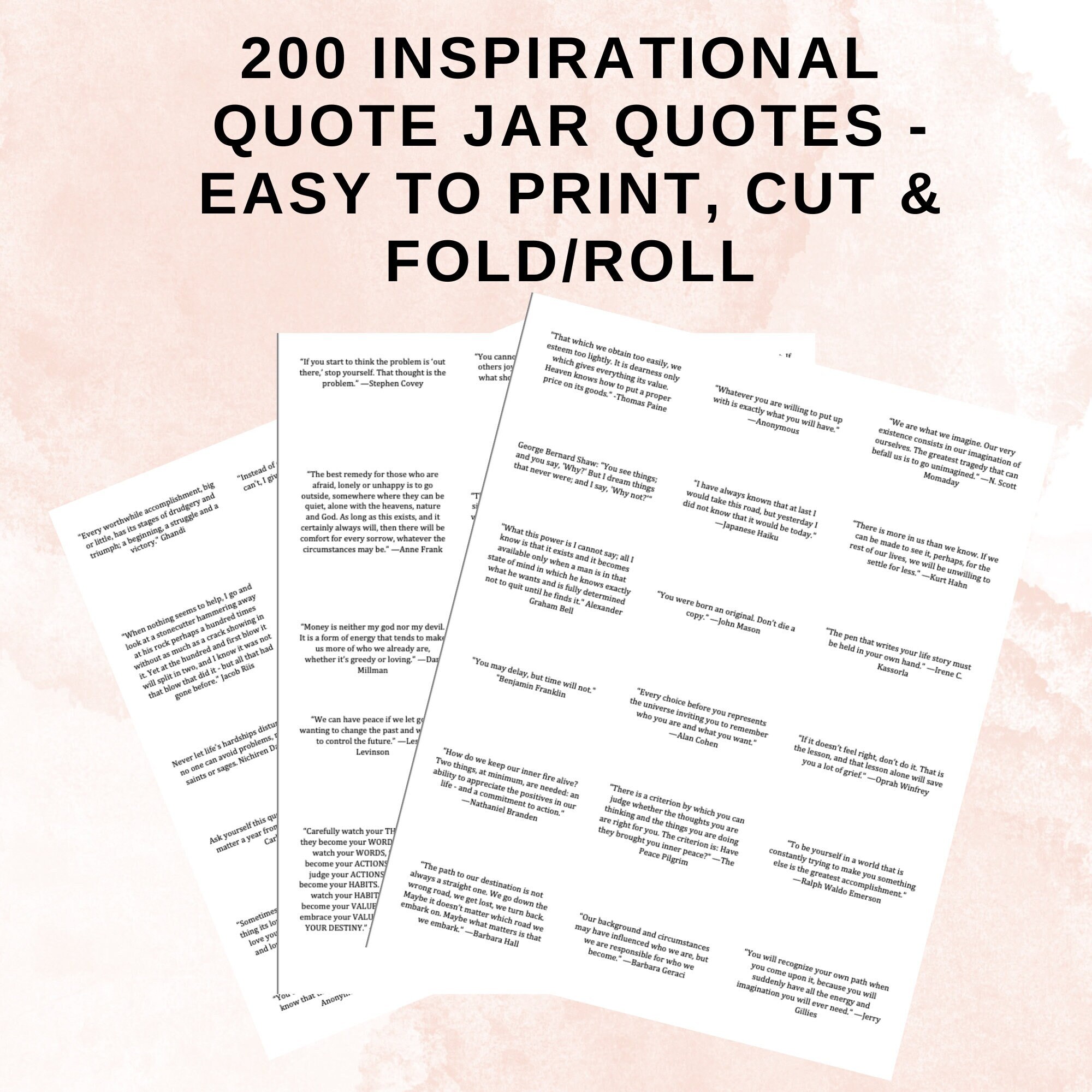 Quote Jar Quotes Instant Download Motivational Quote Jar Etsy